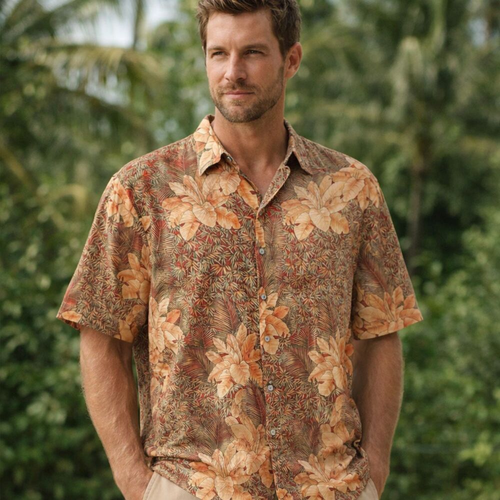 VTG Tori Richard Hawaiian Shirt Mens Sz L Floral Tropical Aloha 100% Cotton Lawn